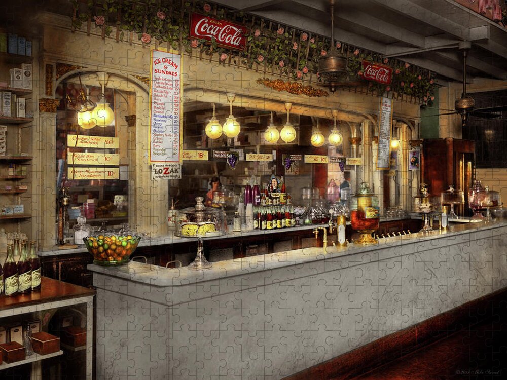 Soda Fountain Jigsaw Puzzle featuring the photograph Soda - We serve Lozak 1920 by Mike Savad