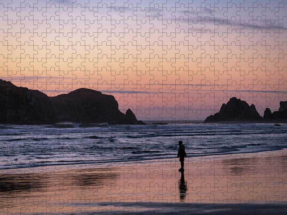 Beaches Jigsaw Puzzle featuring the photograph Solitary Reflections by Steven Clark