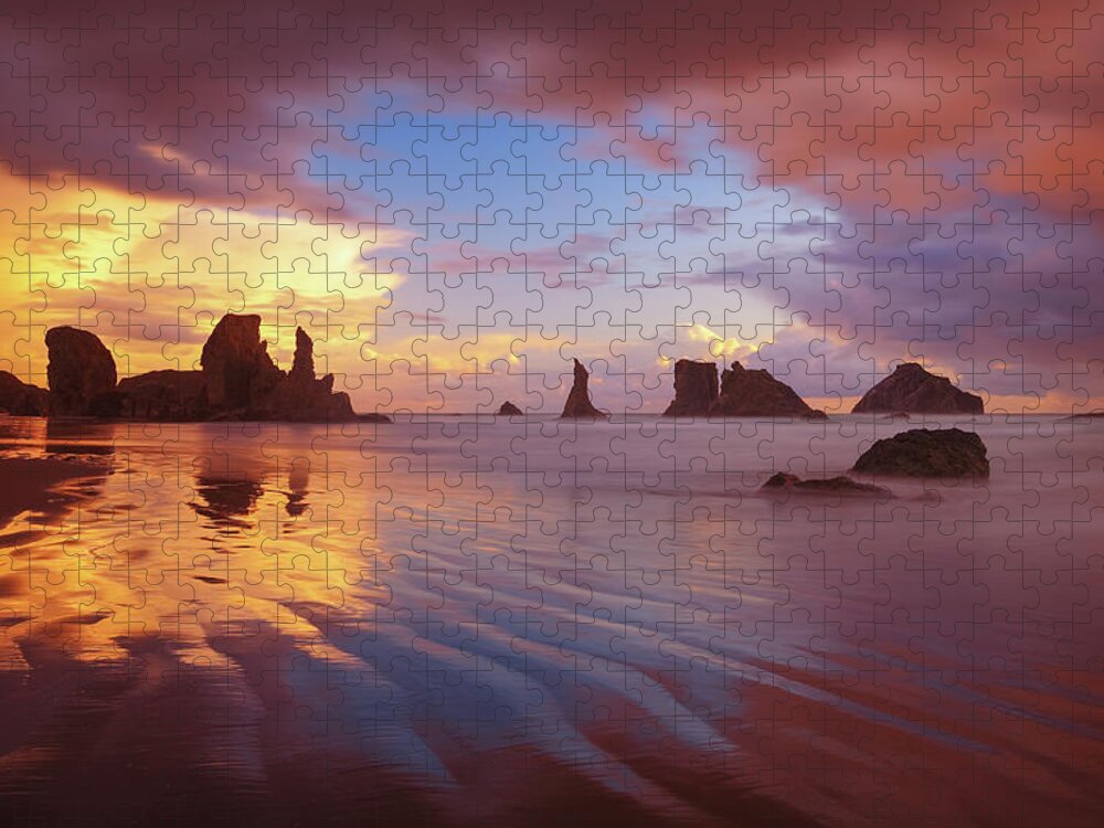 Oregon Jigsaw Puzzle featuring the photograph South Coast Sunset by Darren White