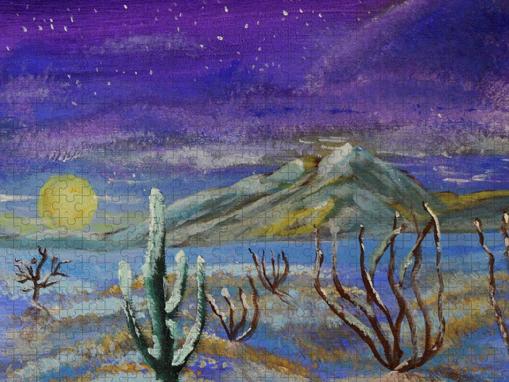 Tucson Jigsaw Puzzle featuring the painting Southern Arizona Winter Magic by Chance Kafka