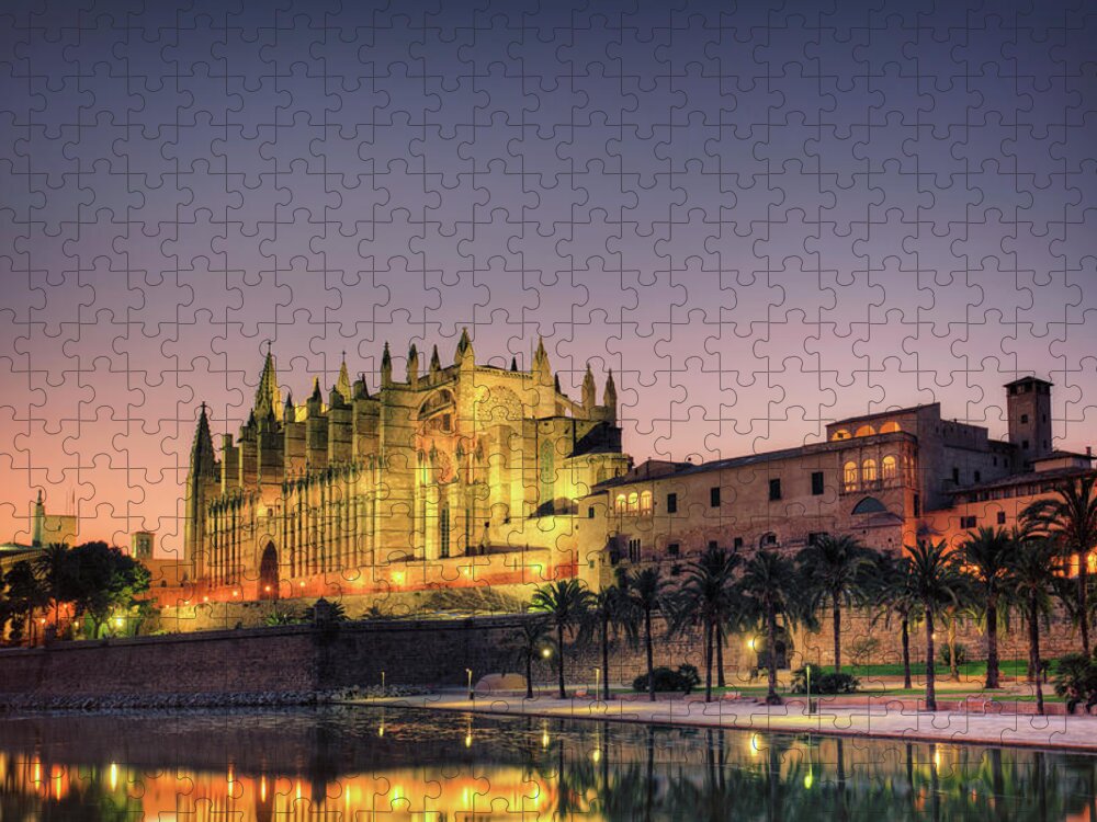 Tranquility Jigsaw Puzzle featuring the photograph Spain, Palma De Mallorca, Cathedral At by Michele Falzone
