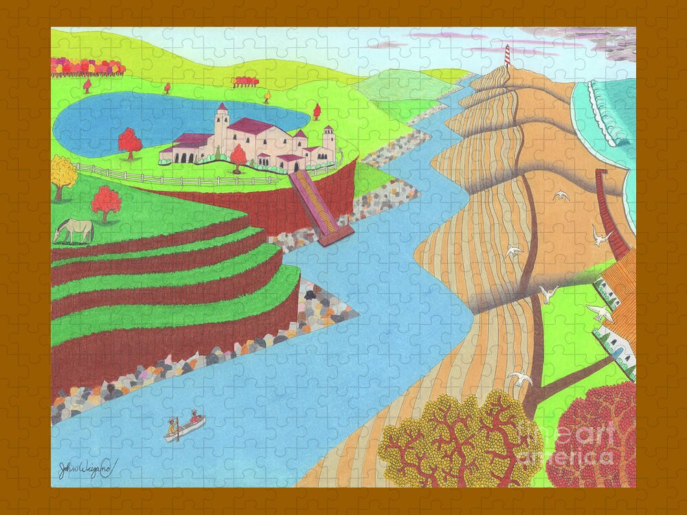 Spain Jigsaw Puzzle featuring the drawing Spanish Wells by John Wiegand