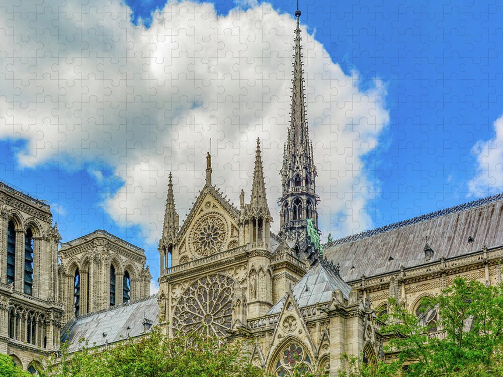 Paris Jigsaw Puzzle featuring the photograph Spires Along the Seine by Marcy Wielfaert