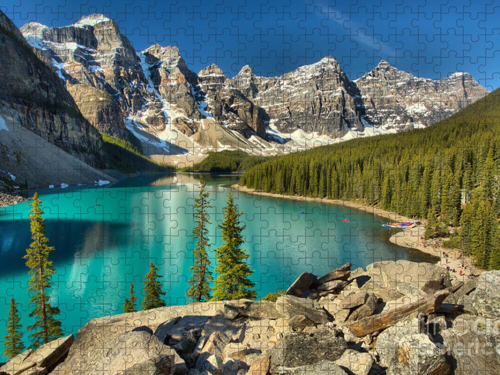 Moraine Lake Jigsaw Puzzle featuring the photograph Spring Afternoon At Moraine Lake by Adam Jewell