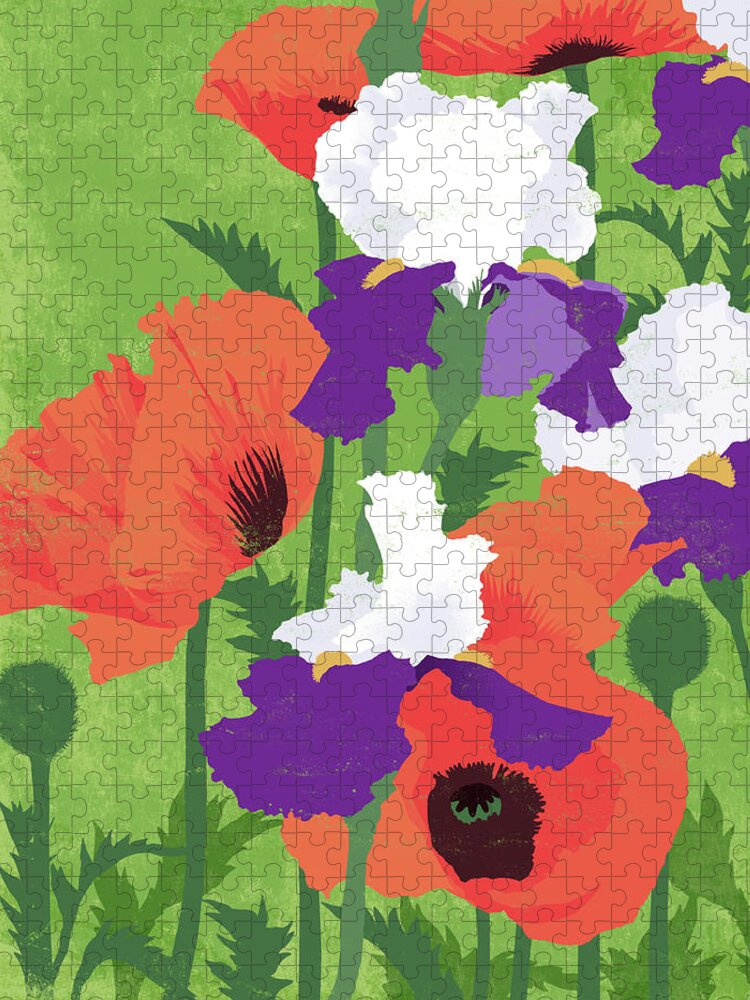 Sparse Jigsaw Puzzle featuring the digital art Spring Poppies by Don Bishop