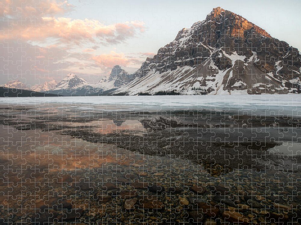 Bow Lake Jigsaw Puzzle featuring the photograph Spring Thaw at Bow Lake by Matt Hammerstein