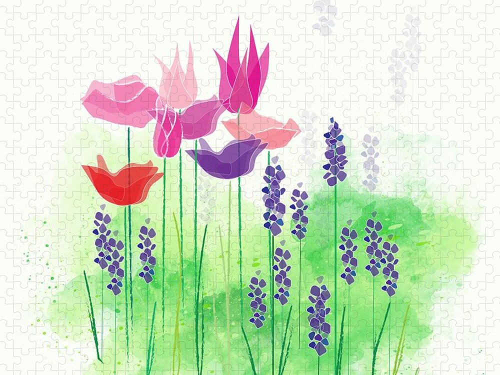 Floral Jigsaw Puzzle featuring the digital art Springy by Gina Harrison