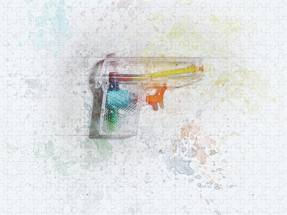 Still Life Jigsaw Puzzle featuring the digital art Squirt Gun Painted by Scott Norris