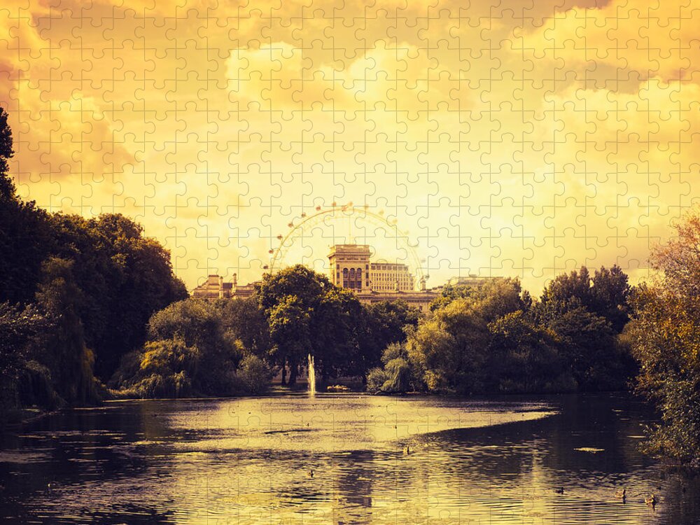 England Jigsaw Puzzle featuring the photograph St James Park In London At Sunset by Franckreporter