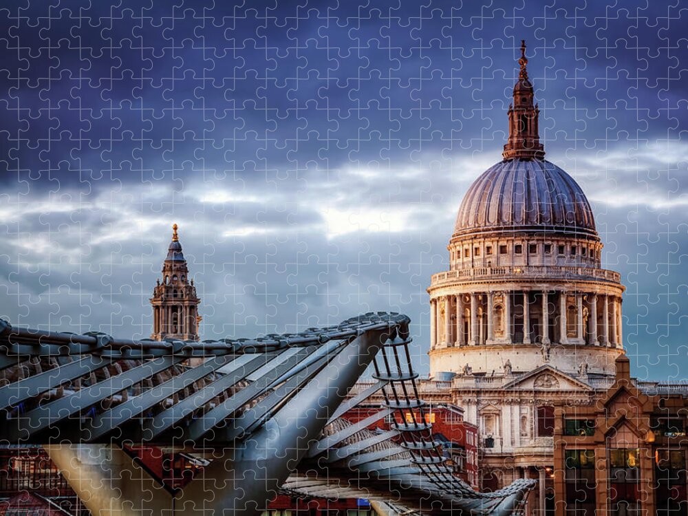 London Millennium Footbridge Jigsaw Puzzle featuring the photograph St Pauls Cathedral, Millennium Bridge by Joe Daniel Price