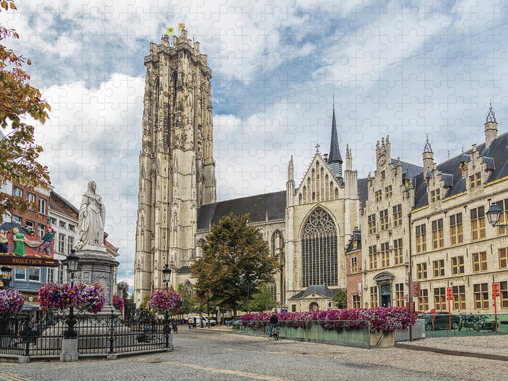 St Rumbolds Tower And Margaret Of Austria Jigsaw Puzzle featuring the photograph St Rumbolds Tower and Margaret of Austria by Jemmy Archer