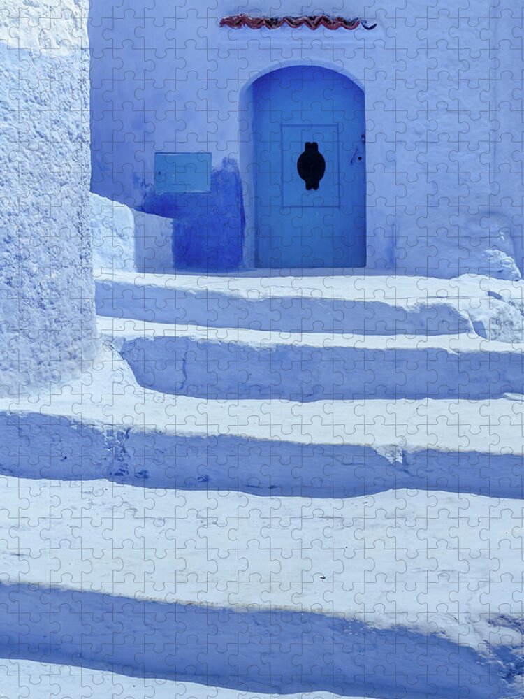 Steps Jigsaw Puzzle featuring the photograph Staircase In Chefchaouen by Pierivb