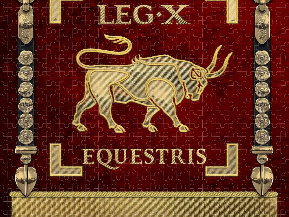 ‘rome’ Collection By Serge Averbukh Jigsaw Puzzle featuring the digital art Standard of the 10th Mounted Legion - Vexillum of Legio X Equestris by Serge Averbukh