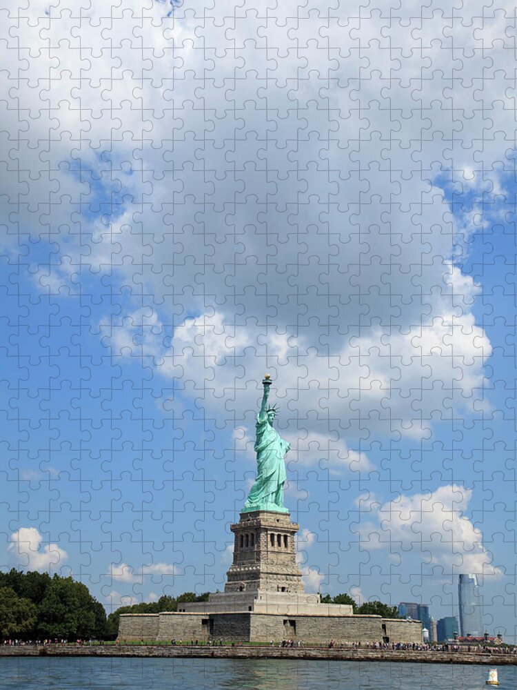 Democracy Jigsaw Puzzle featuring the photograph Statue Of Liberty In Upper New York Bay by Alvis Upitis