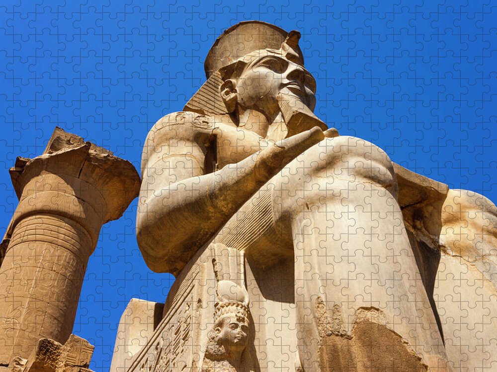 Statue Jigsaw Puzzle featuring the photograph Statue Of Ramses II, Luxor, Thebes by Nico Tondini