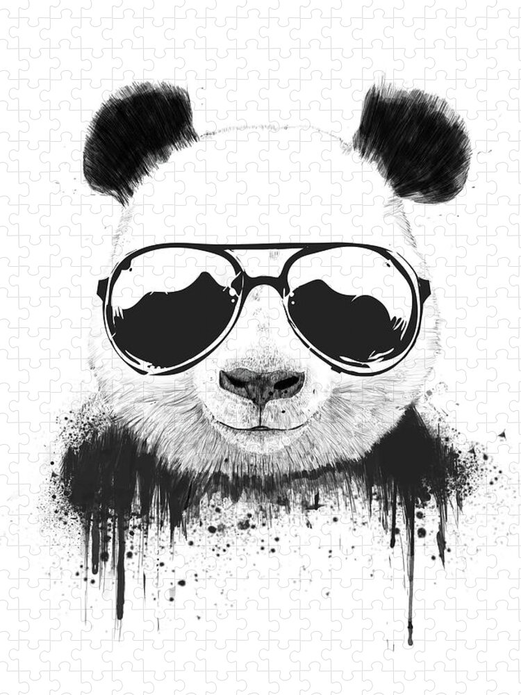 Panda Jigsaw Puzzle featuring the mixed media Stay Cool by Balazs Solti