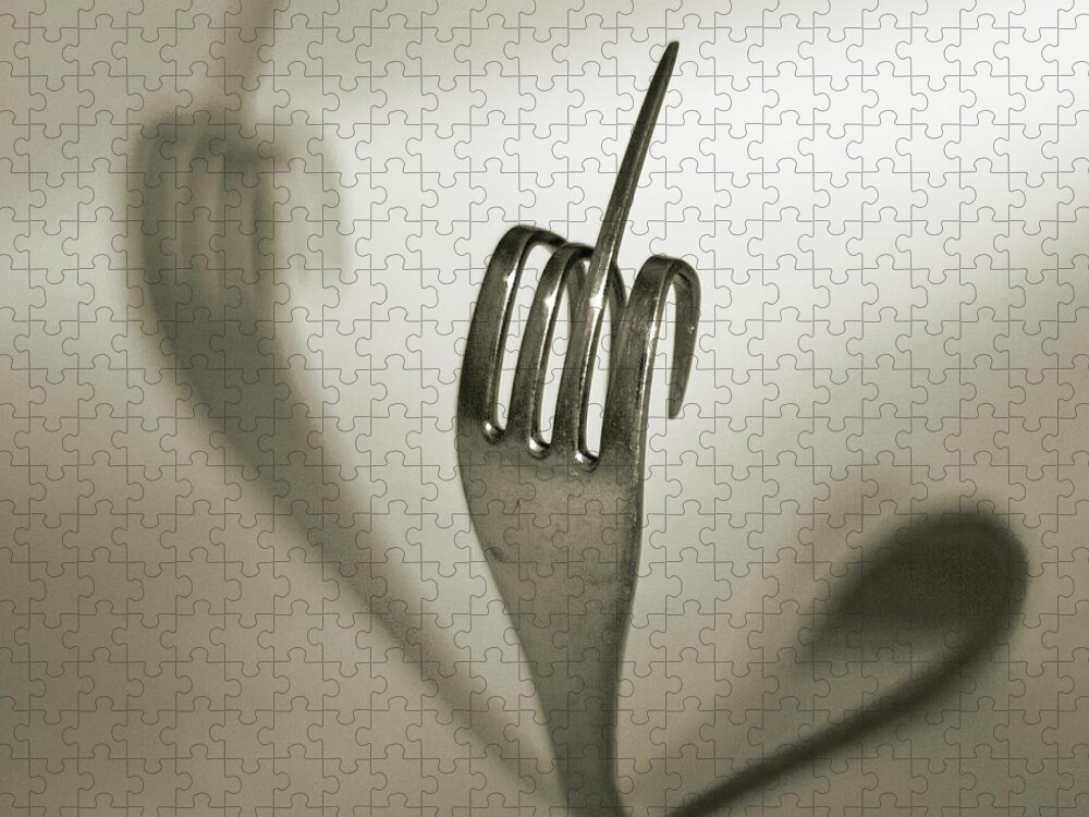 Shadow Jigsaw Puzzle featuring the photograph Steel Fork by By Mediotuerto