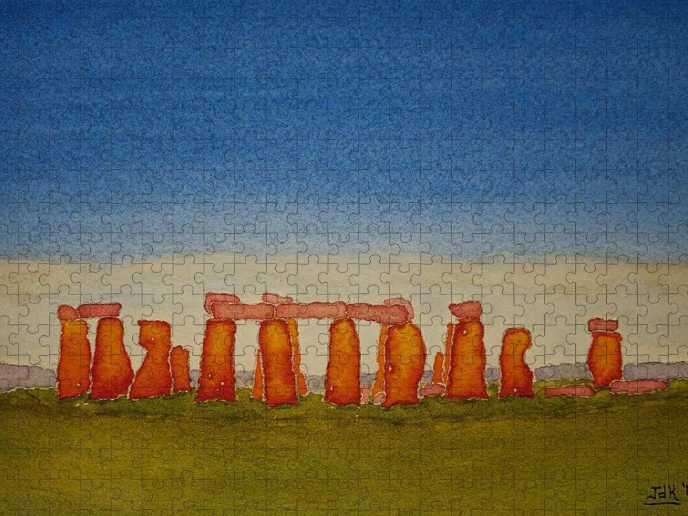 Watercolor Jigsaw Puzzle featuring the painting Stones of Lore by John Klobucher