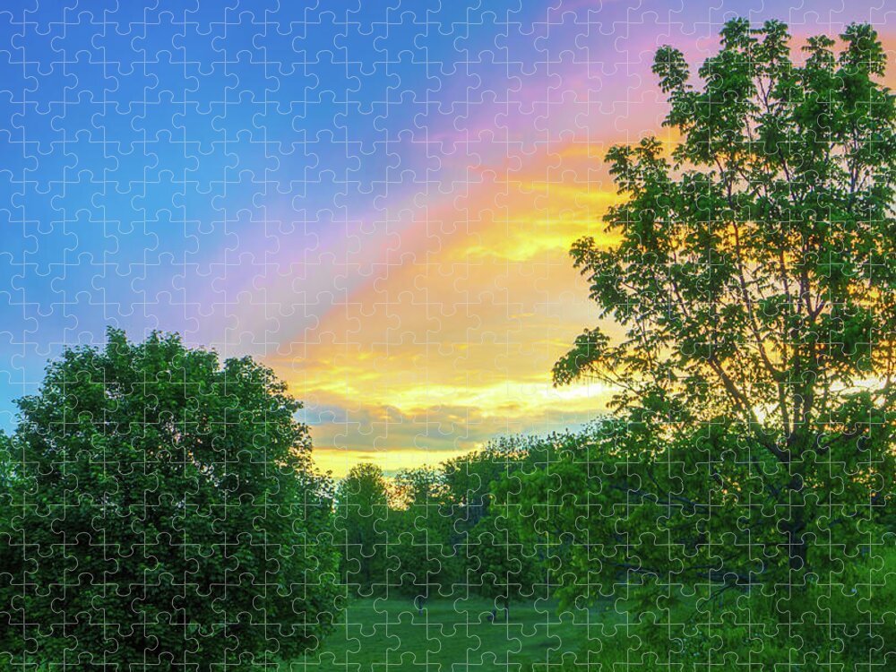 Sunset Jigsaw Puzzle featuring the photograph Storm Meets Sunset Beautiful Light by Jason Fink