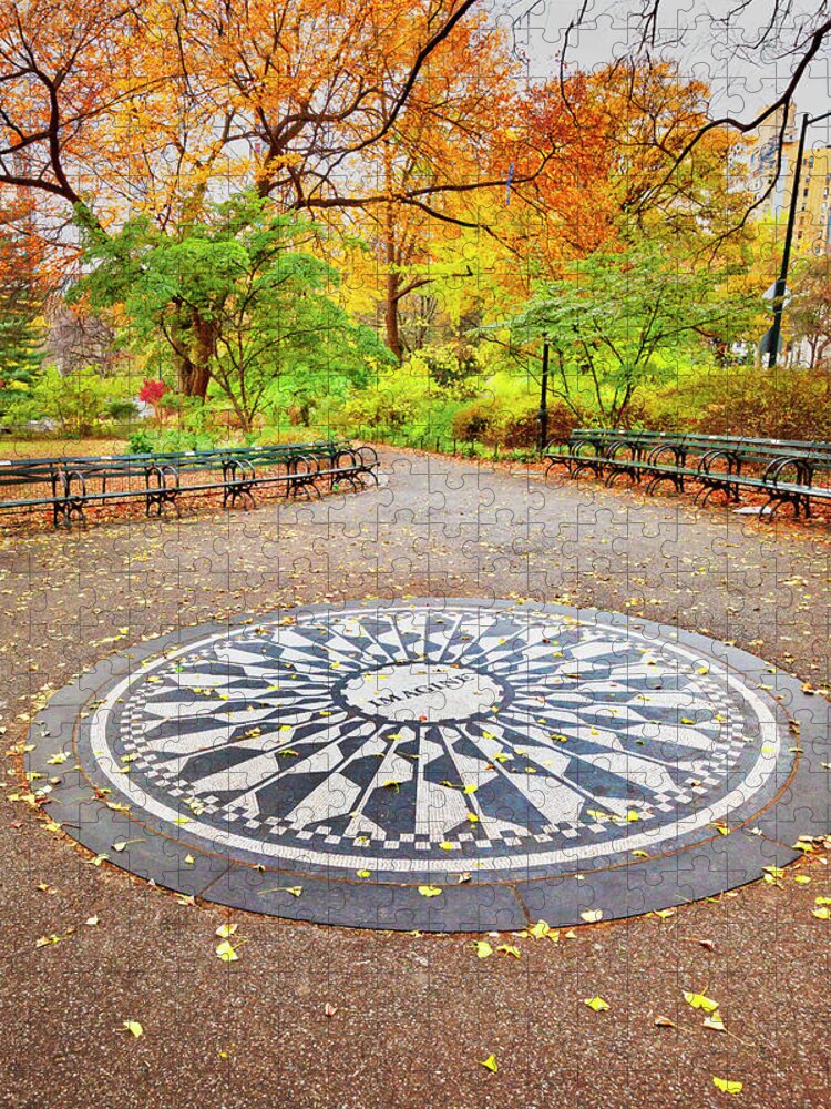 Estock Jigsaw Puzzle featuring the digital art Strawberry Field, Central Park Nyc by Claudia Uripos