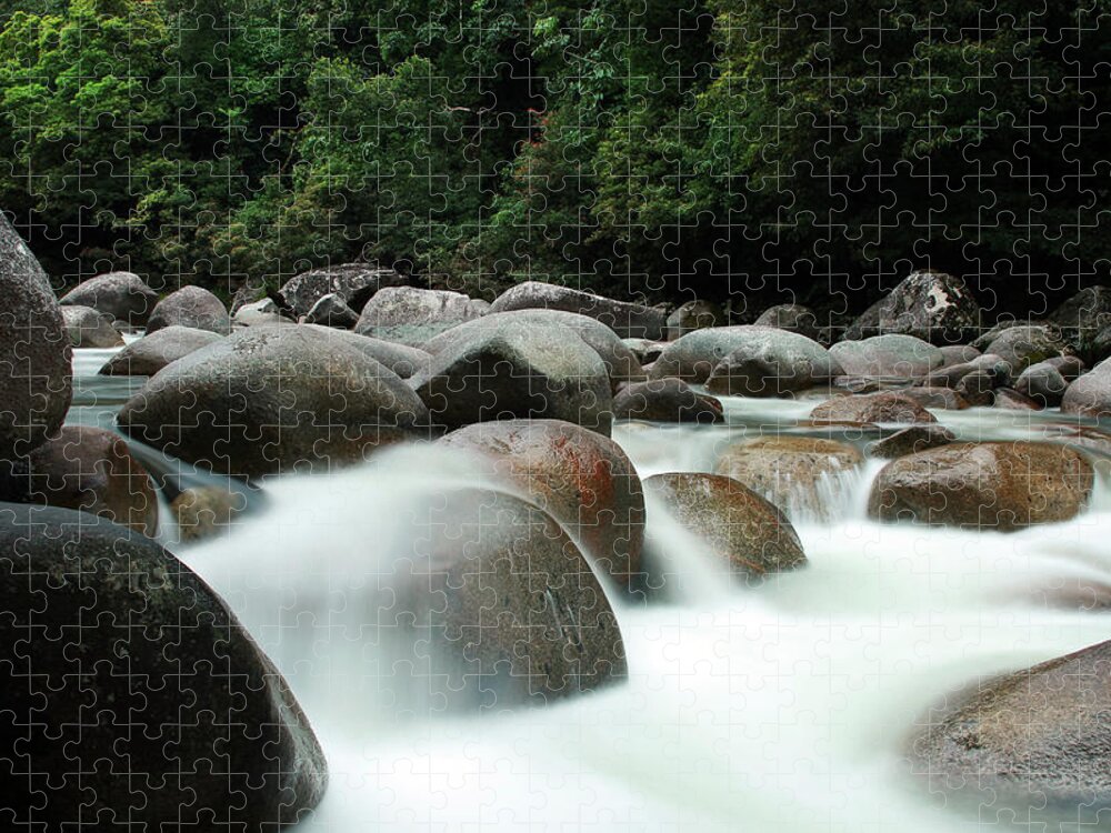 Water's Edge Jigsaw Puzzle featuring the photograph Stream And Waterfall by Djgunner