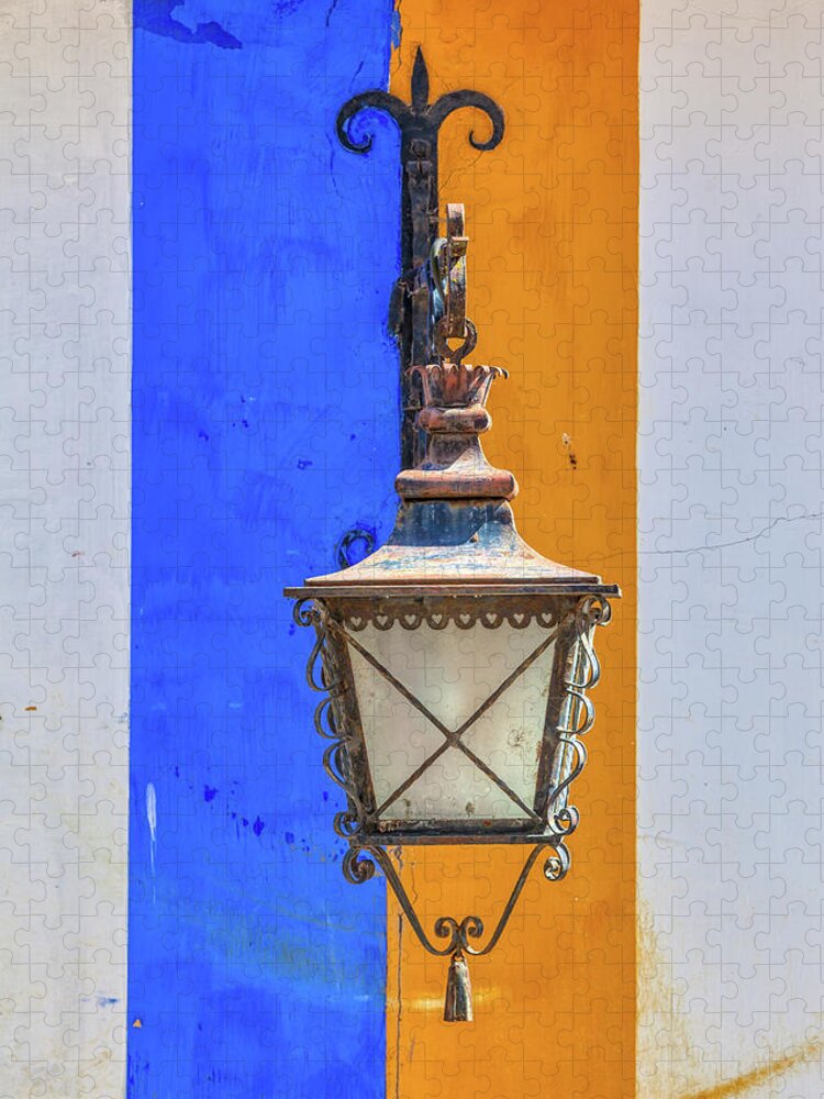 Portugal Jigsaw Puzzle featuring the photograph Street Lamp of Obidos by David Letts