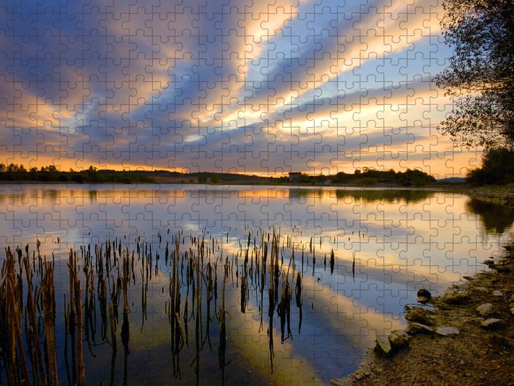 Scenics Jigsaw Puzzle featuring the photograph Striped Clouds by I. Lizarraga