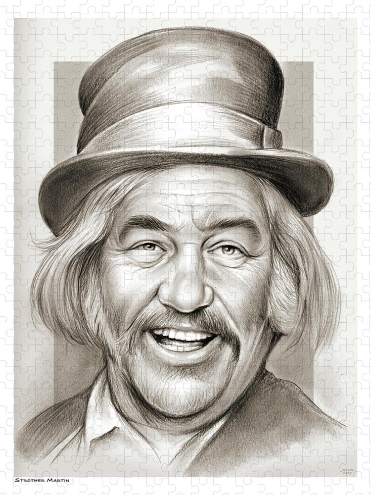 Strother Martin Jigsaw Puzzle featuring the drawing Strother Martin by Greg Joens