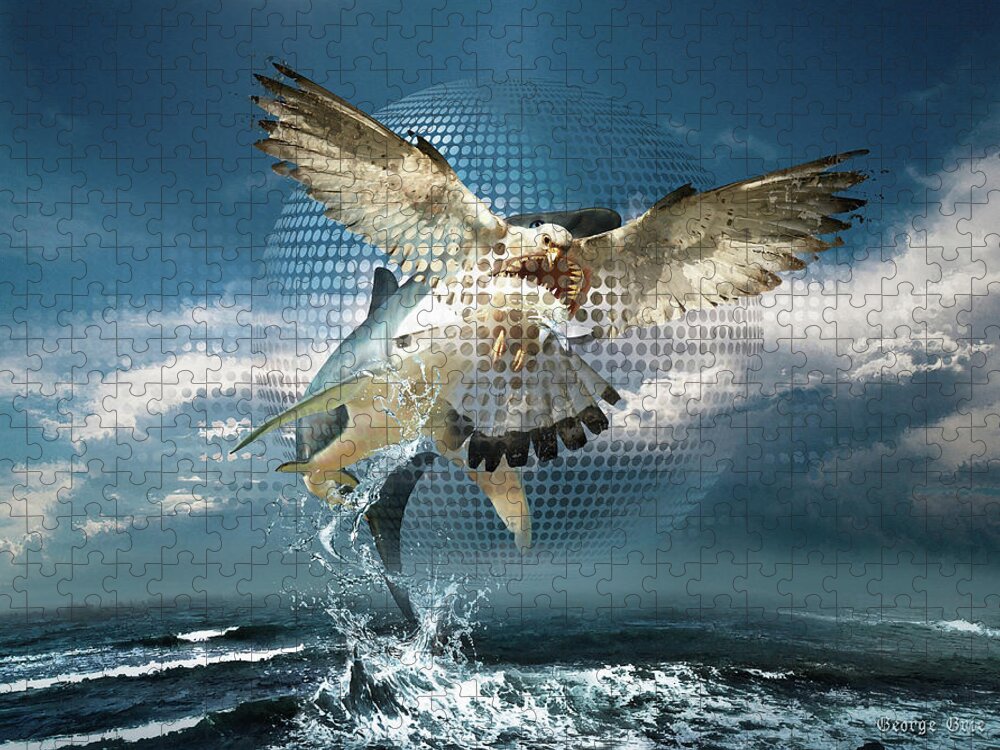 Digital Art Jigsaw Puzzle featuring the digital art Subliminal Message or Optical Illusion of Conscious Perception by George Grie