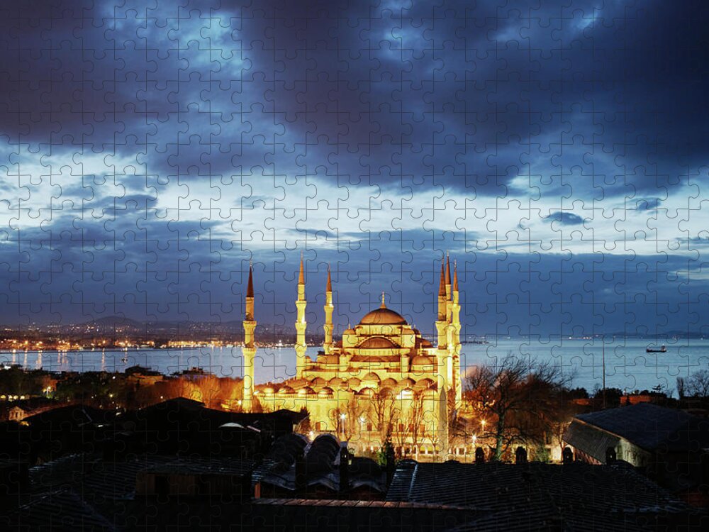 Istanbul Jigsaw Puzzle featuring the photograph Sultanahmet Mosque Blue Mosque At Dawn by Silvia Otte