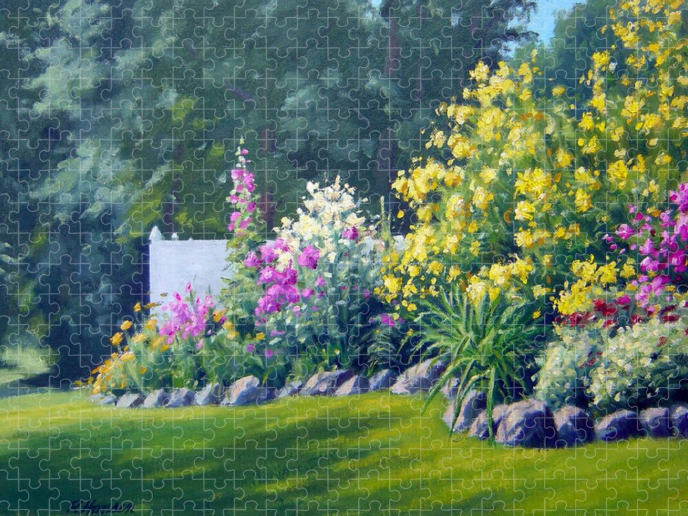 Landscape Jigsaw Puzzle featuring the painting Summer Bouquet by Rick Hansen