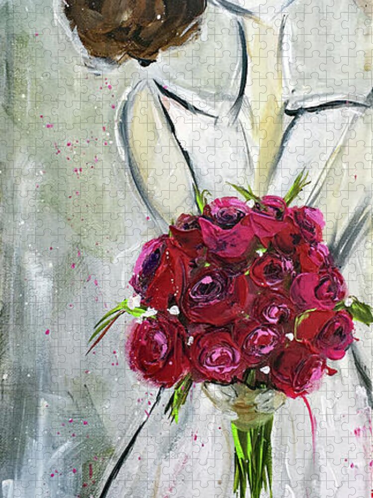 Bride Jigsaw Puzzle featuring the painting Blushing Bride by Roxy Rich