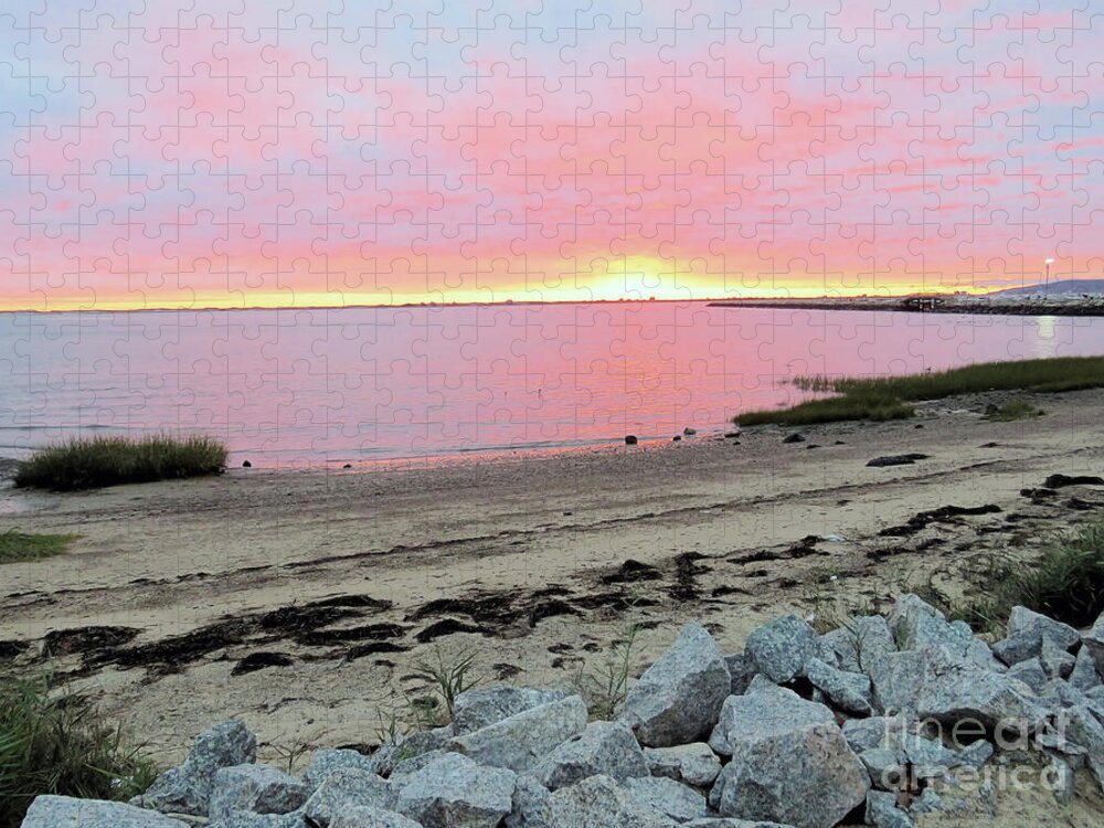 Sunrise Jigsaw Puzzle featuring the photograph Sunrise over Plymouth Harbor by Janice Drew