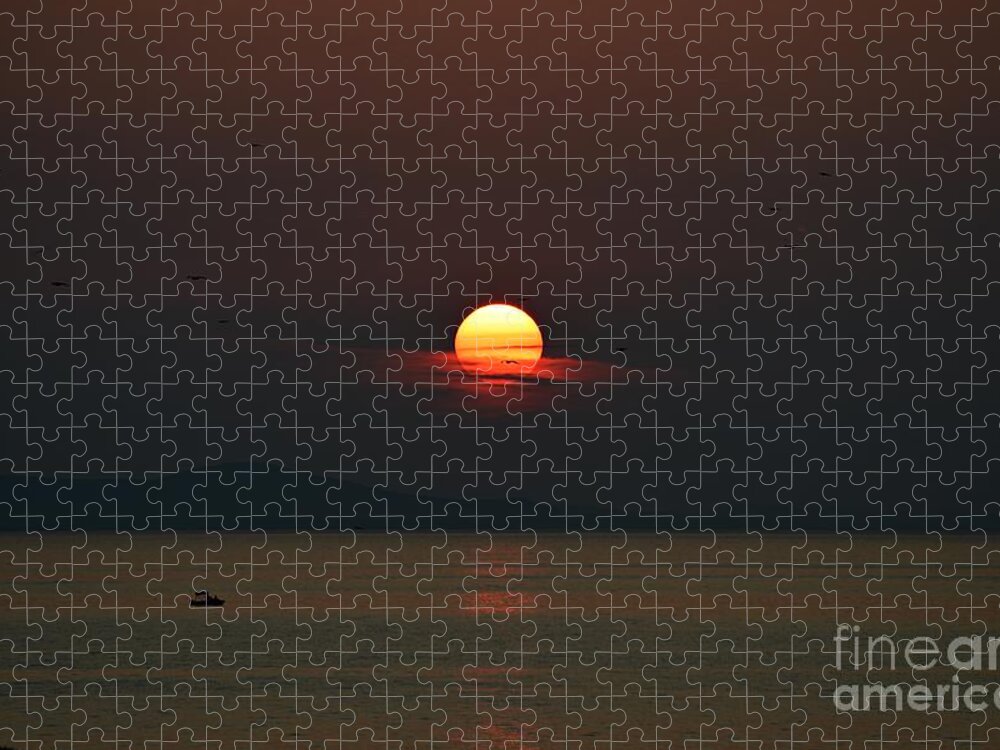 Sunset Jigsaw Puzzle featuring the photograph Sunset @ Zadar by Thomas Schroeder