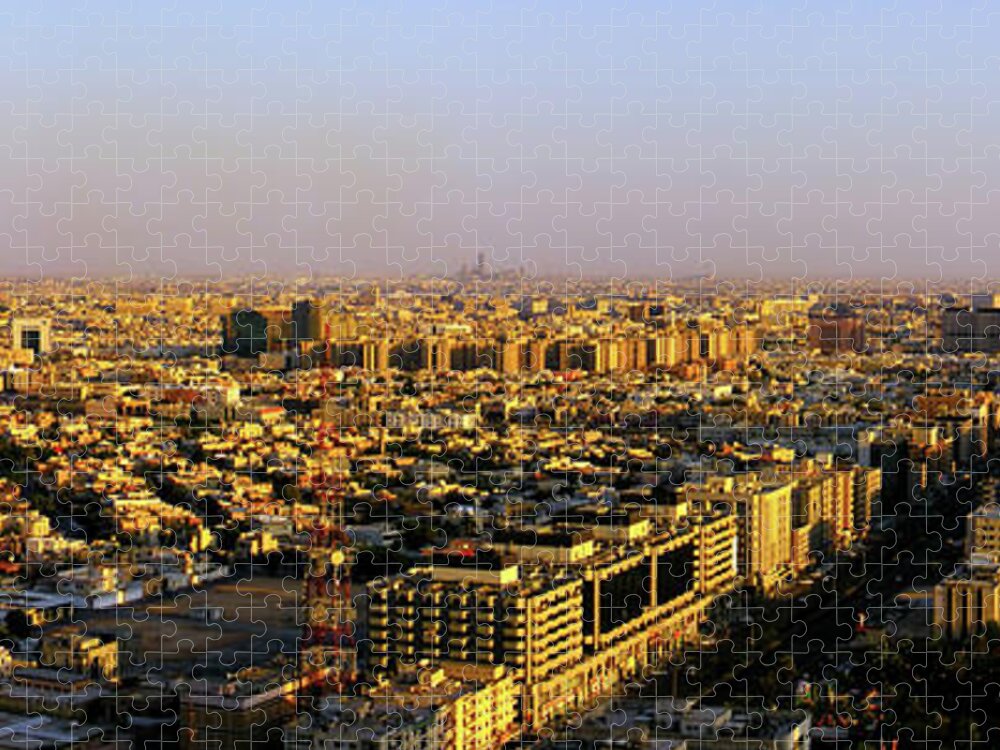 Panoramic Jigsaw Puzzle featuring the photograph Sunset At Riyadh by Ayman Aljammaz
