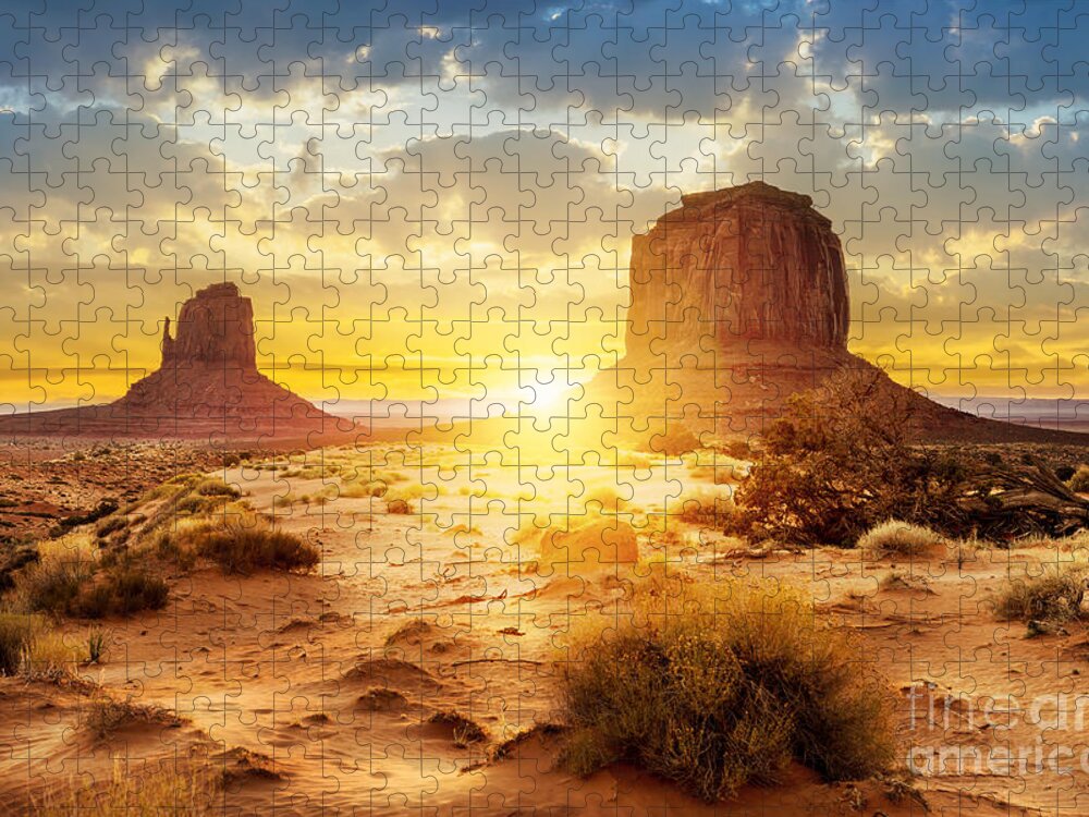Southwest Jigsaw Puzzle featuring the photograph Sunset At The Sisters In Monument by Ventdusud