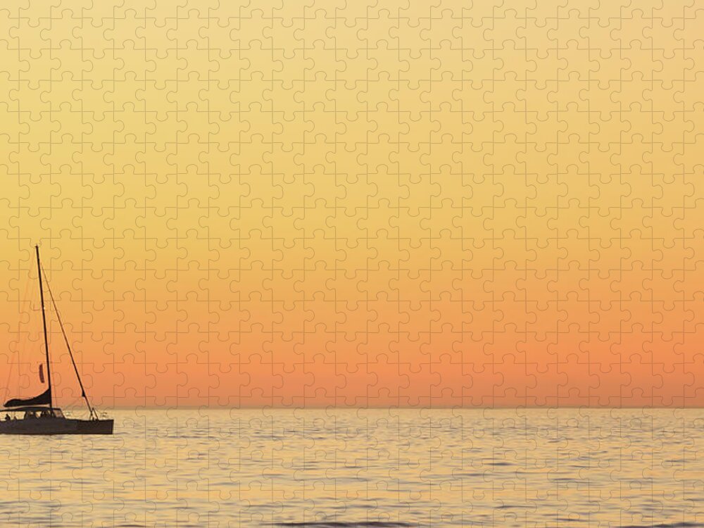 Clear Sky Jigsaw Puzzle featuring the photograph Sunset Cruise At Cape Town by Tony Hawthorne