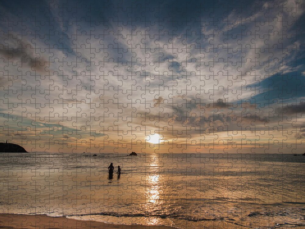 Water's Edge Jigsaw Puzzle featuring the photograph Sunset In The Venezuelan Caribbean by Elizabeth Fernandez
