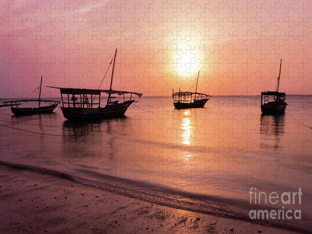 Sunset Jigsaw Puzzle featuring the photograph Sunset in Zanzibar by Lyl Dil Creations