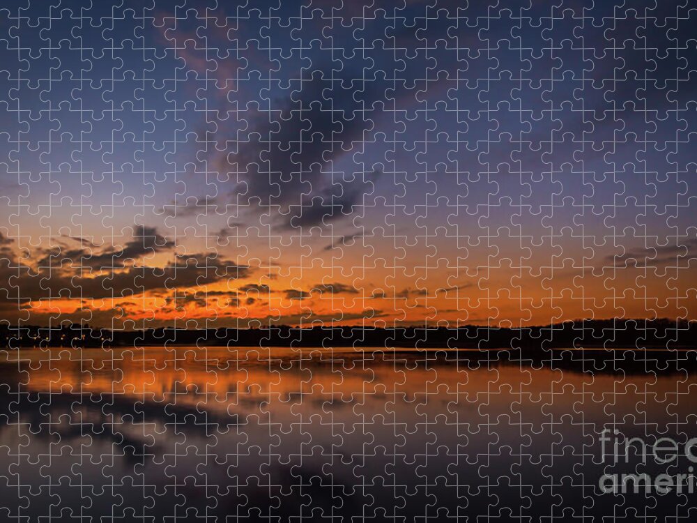 Lake-lanier Jigsaw Puzzle featuring the photograph Sunset on Lake Lanier by Bernd Laeschke