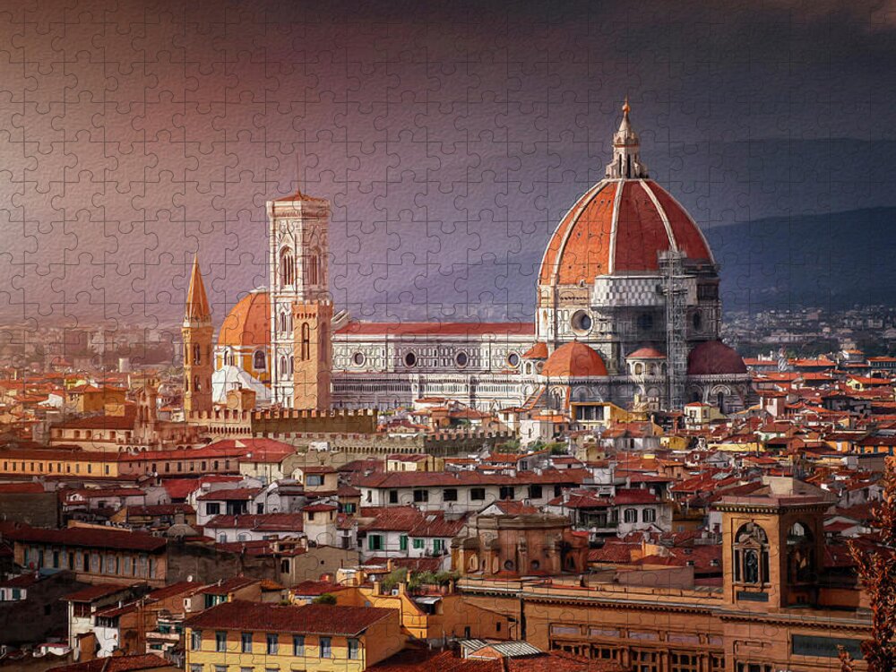 Florence Jigsaw Puzzle featuring the photograph Sunset Over Florence Duomo Italy by Carol Japp