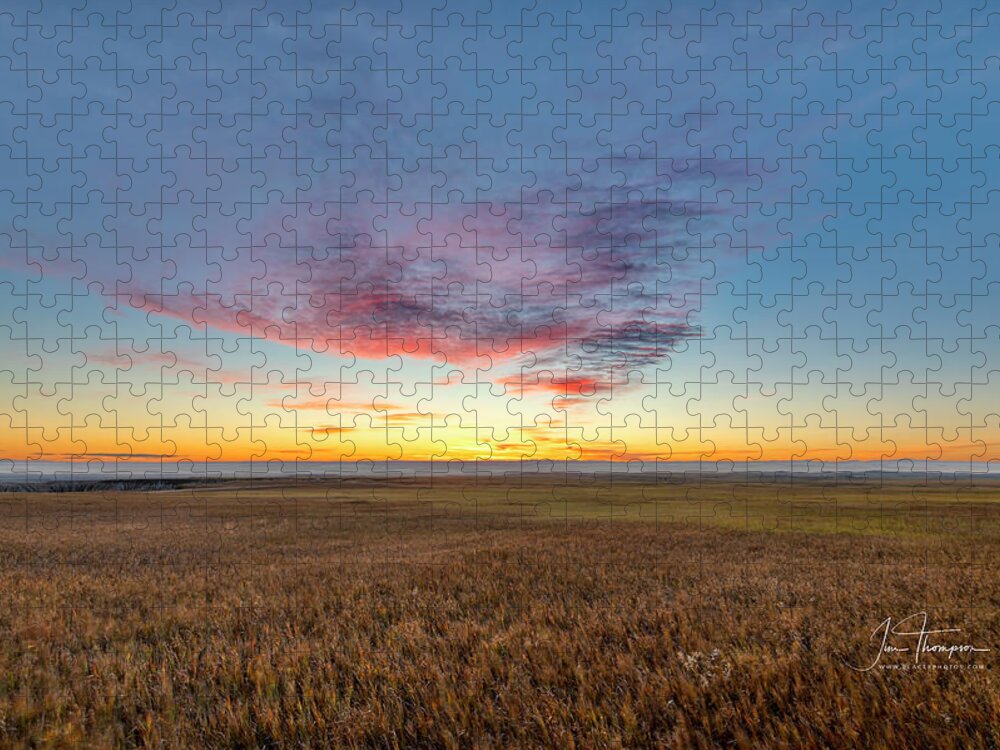 Badlands Jigsaw Puzzle featuring the photograph Sunset Over Grasslands by Jim Thompson