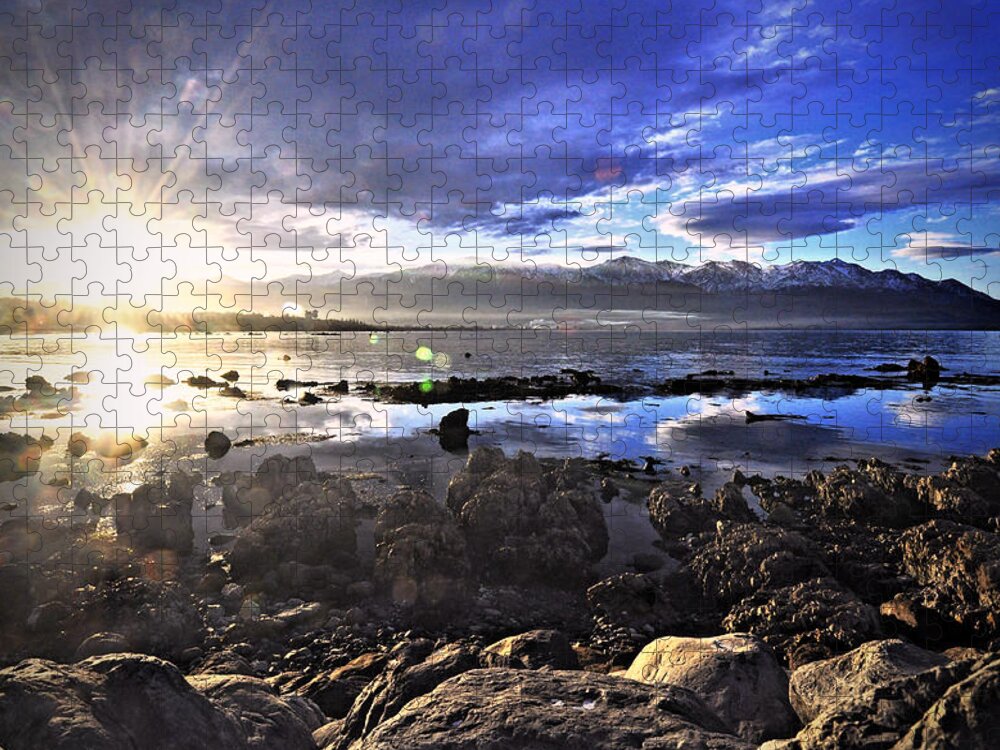 Scenics Jigsaw Puzzle featuring the photograph Sunset Over Kaikoura In New Zealand by Verity E. Milligan