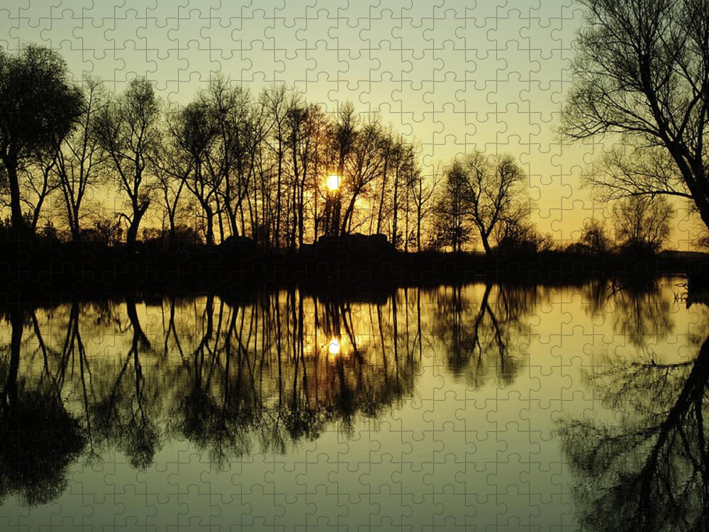 Outdoors Jigsaw Puzzle featuring the photograph Sunset Over Small Lake by By Grzegorz Polak