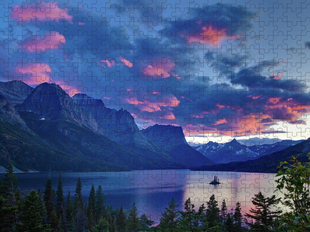 Scenics Jigsaw Puzzle featuring the photograph Sunset Over Wild Goose Island by J. Andruckow