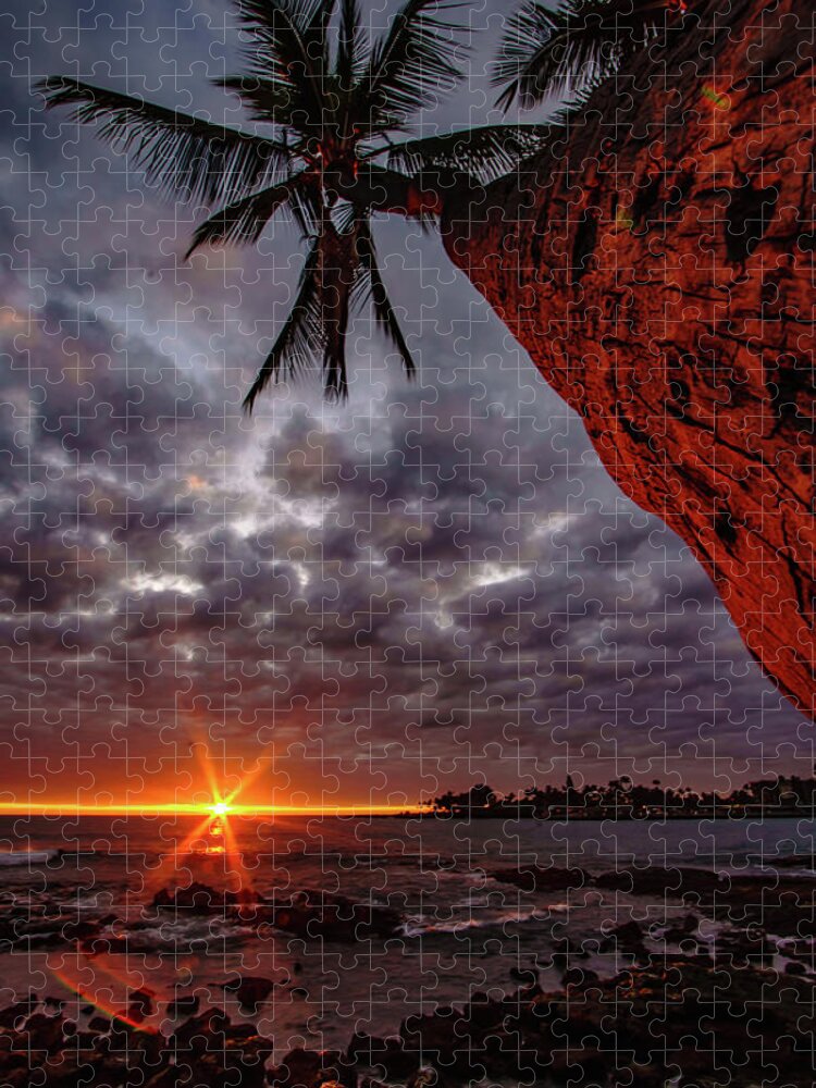 Hawaii Jigsaw Puzzle featuring the photograph Sunset Palm by John Bauer
