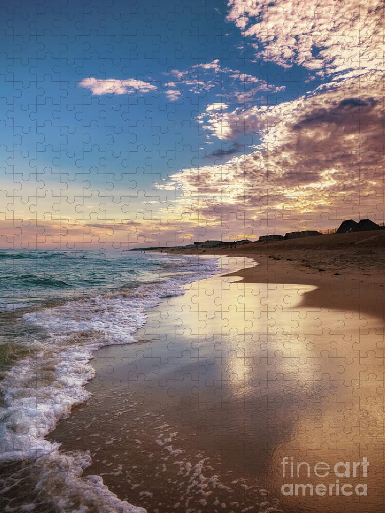 Waves Jigsaw Puzzle featuring the photograph Sunset Reflections in Montauk by Alissa Beth Photography