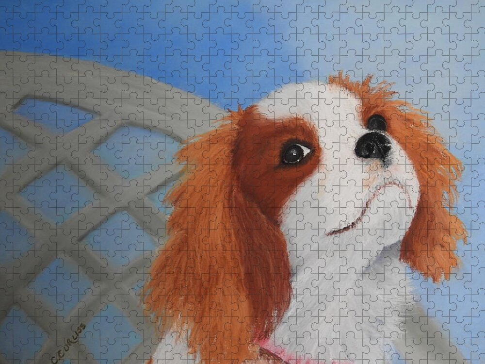 Dog Jigsaw Puzzle featuring the pastel Sweet Lily by Carol Corliss