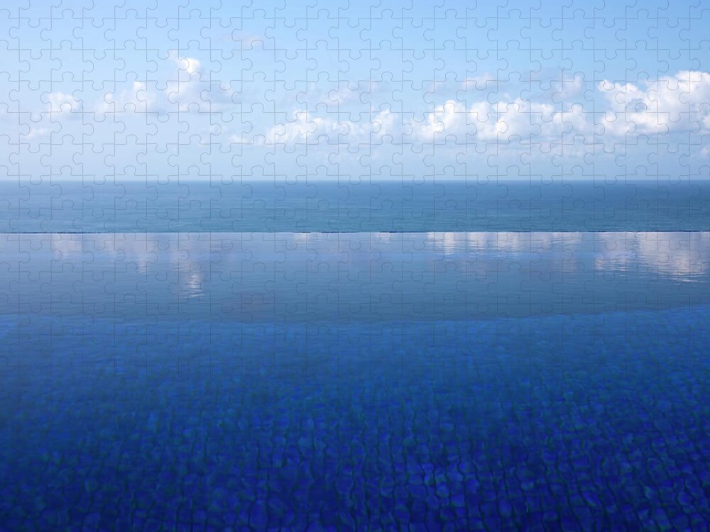 Swimming Pool Jigsaw Puzzle featuring the photograph Swimming Pool And Ocean by Alkalyne