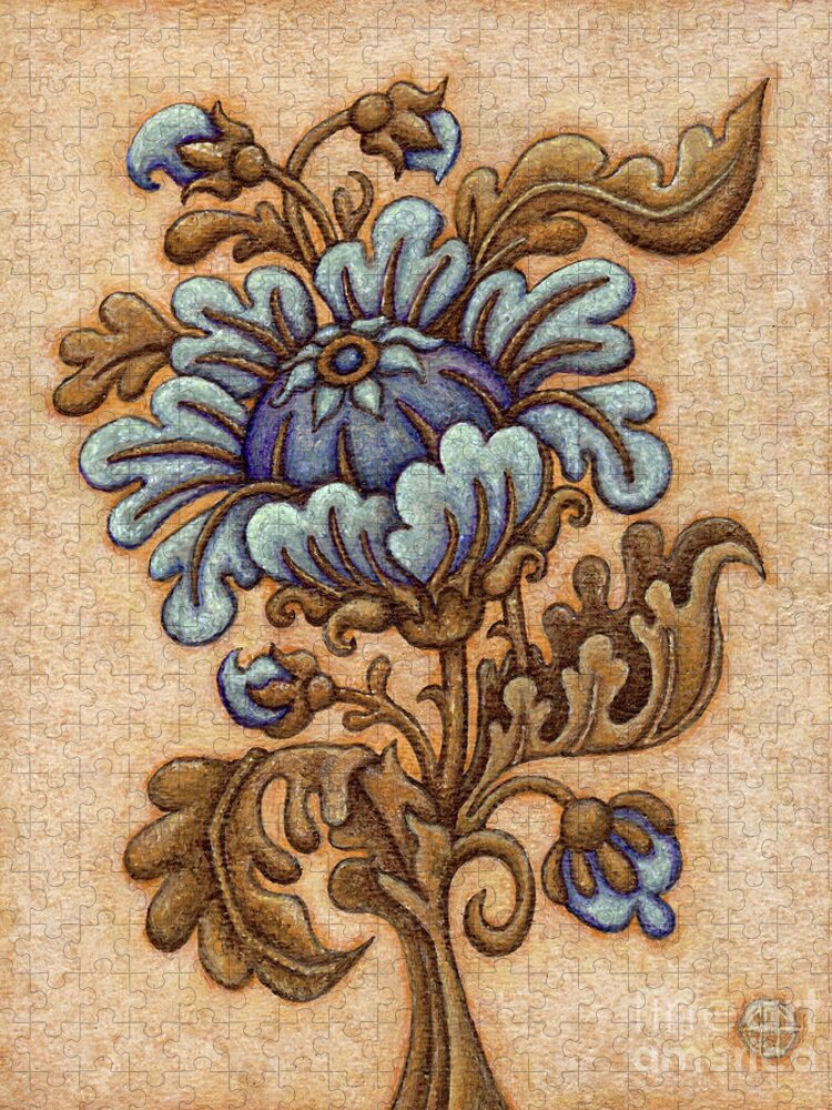 Floral Jigsaw Puzzle featuring the painting Tapestry Flower 5 by Amy E Fraser